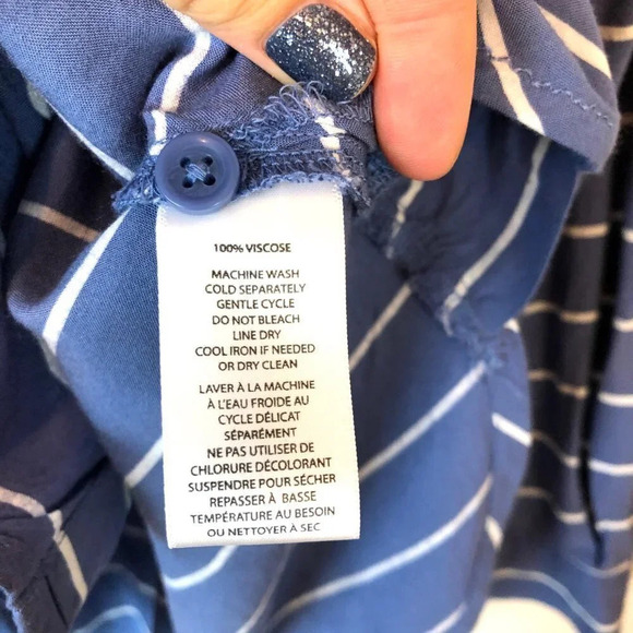 BeachLunchLounge | Striped Button Down Blue Medium - Picture 4 of 5